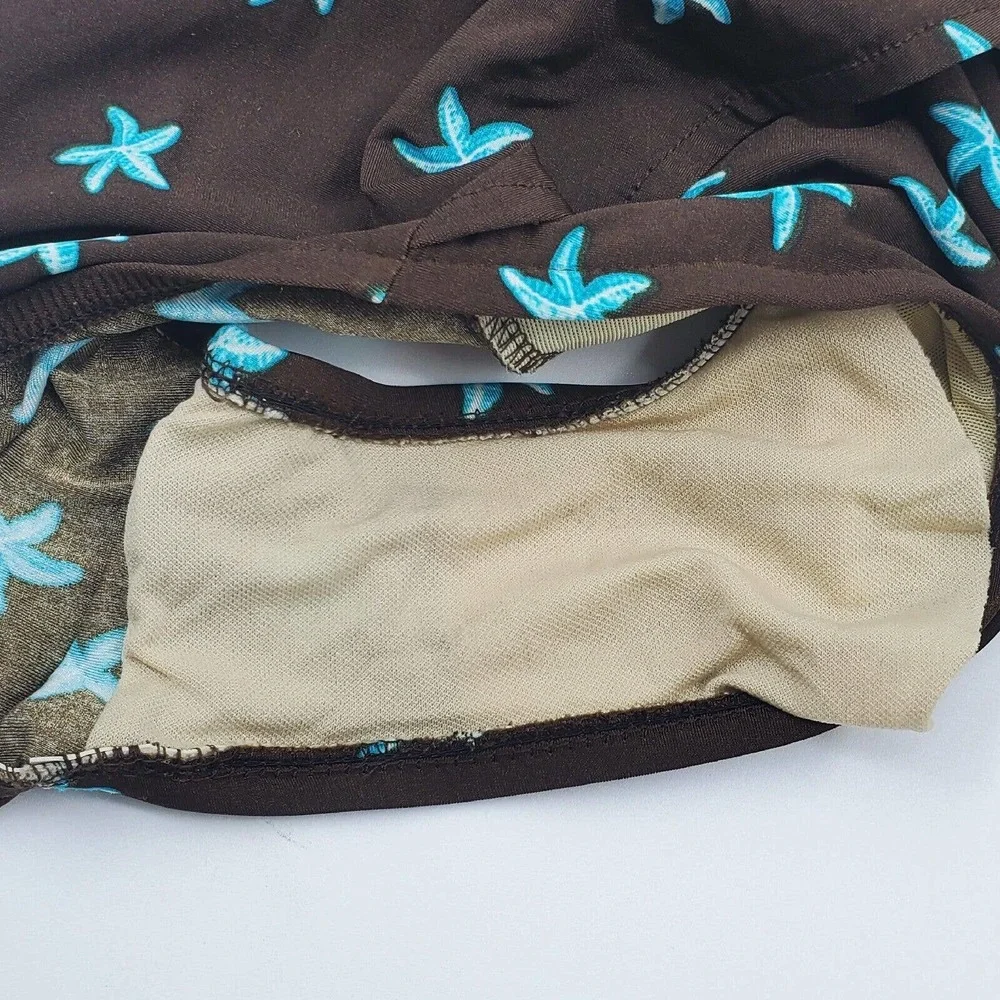 Paradise Bay Swimsuit One Piece Bathing Suit Brown Starfish Size 16 - Picture 7 of 9